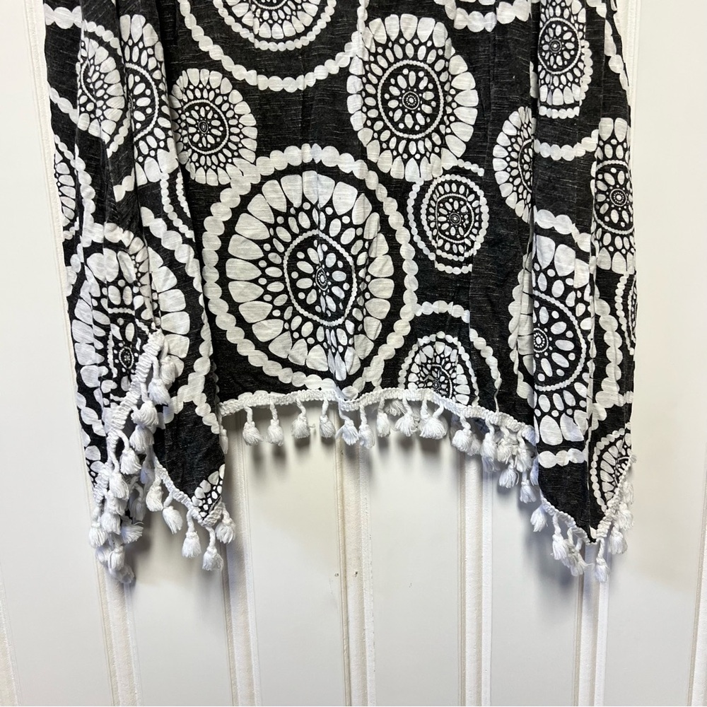 Shoreline Boho Tunic Tank Top Tassel Hem Beach Cover Up L XL - Picture 2 of 7